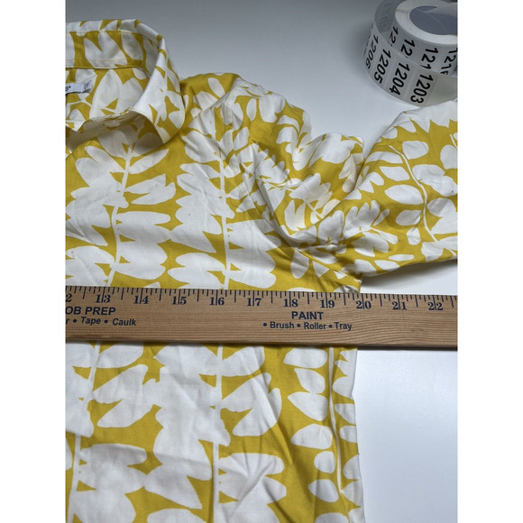 Chicos Button Top 6 Small Floral Art 3/4 Sleeve Yellow Blouse Classic Career 0.5 - Picture 8 of 11